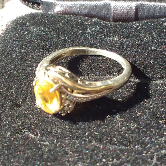 Beautiful 10k and 925 Oval Citrine Ring - Picture 8 of 11
